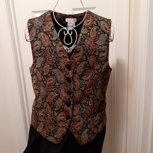 90s Paisley Tapestry Vest Waistcoat - Vintage 1990s TALBOTS Boho Woven Vest , 8